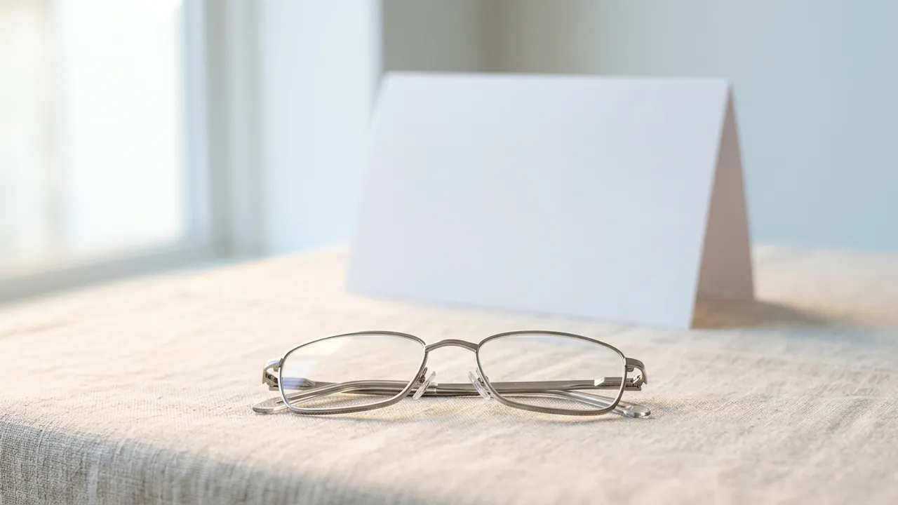 Clipboard, pen and reading glasses arranged on a desk — vetting a plastic surgeon in Turkey